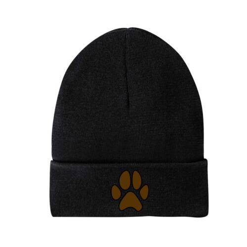*NEW* Conway Rustic Brown Leatherette Patch Paw Beanie