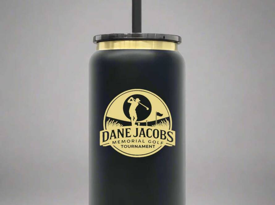DJM Golf Tournament - 16oz Black & Gold Plated Tumbler