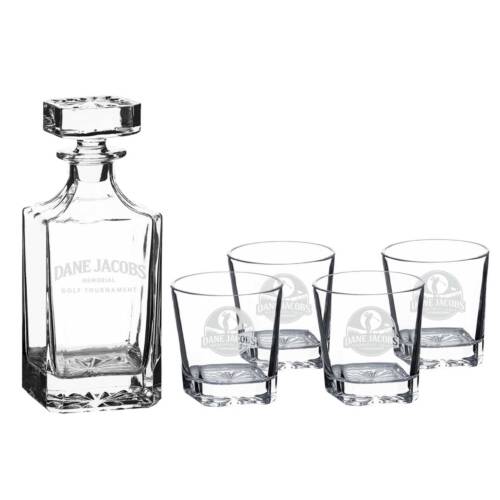 DJM Golf Tournament - Glass Decanter Set with 4 Rocks Glasses