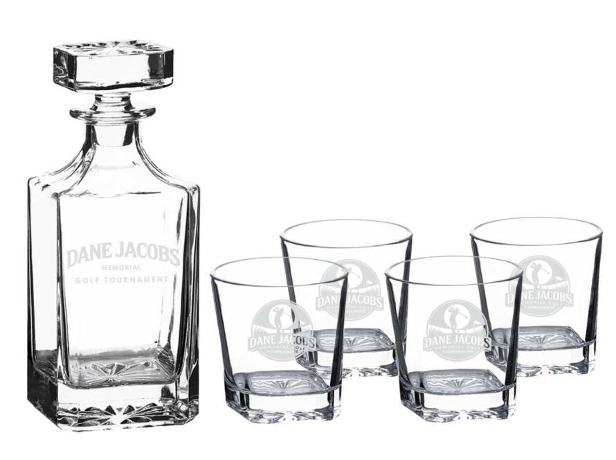 DJM Golf Tournament - Glass Decanter Set with 4 Rocks Glasses